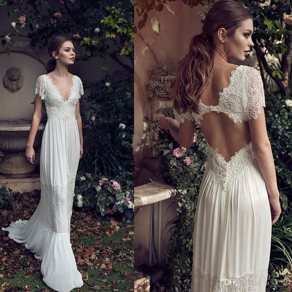 Vintage A Line Wedding Dresses Lihi Hod Lace Bohemian Bridal Gowns Deep V neck 2019 Floor Length Short Sleeves Wedding Gowns
Vintage A Line Wedding Dresses Lihi Hod Lace Bohemian Bridal Gowns Deep V neck 2019 Floor Length Short Sleeves Wedding Gowns