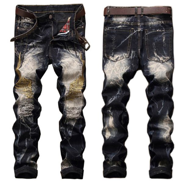 new designer men's jeans mens distressed ripped skinny jeans classic washed slim moto biker causal mens denim pants hip hop men jeans 0, Blue
new designer men's jeans mens distressed ripped skinny jeans classic washed slim moto biker causal mens denim pants hip hop men jeans 0, Blue