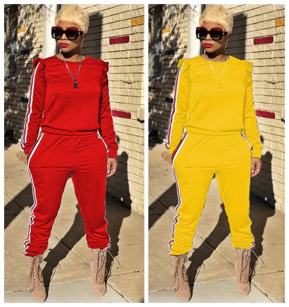 women designer two piece pants fashion ruffle 2pcs suits pants clothing sects long sleeve pencil pants, White
women designer two piece pants fashion ruffle 2pcs suits pants clothing sects long sleeve pencil pants, White