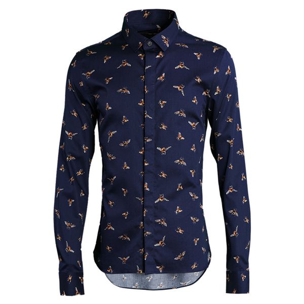 minglu 100% cotton men shirt fashion bee allover printed men shirt long sleeve dress luxury mens shirts casual slim fit, White;black
minglu 100% cotton men shirt fashion bee allover printed men shirt long sleeve dress luxury mens shirts casual slim fit, White;black