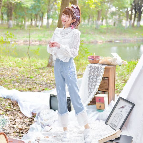 japanese blue demon ji nine points jeans high waist student 2020 spring new women's pants mori jeans woman embroidery lace girl
japanese blue demon ji nine points jeans high waist student 2020 spring new women's pants mori jeans woman embroidery lace girl