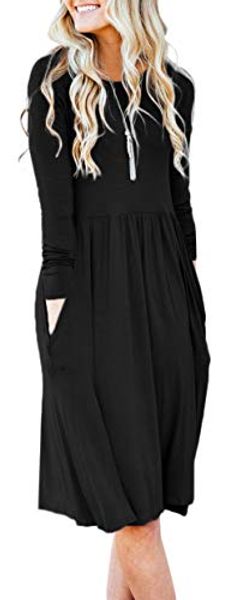nenona womens long sleeve pocket empire waist pleated loose swing casual flare midi dress, Black;gray
nenona womens long sleeve pocket empire waist pleated loose swing casual flare midi dress, Black;gray