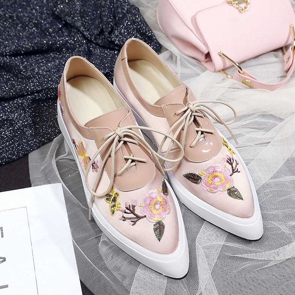 women's real leather silk patchwork lace-up platform flats casual shoes embroidery flowers female comfortable thick sole shoes, Black
women's real leather silk patchwork lace-up platform flats casual shoes embroidery flowers female comfortable thick sole shoes, Black