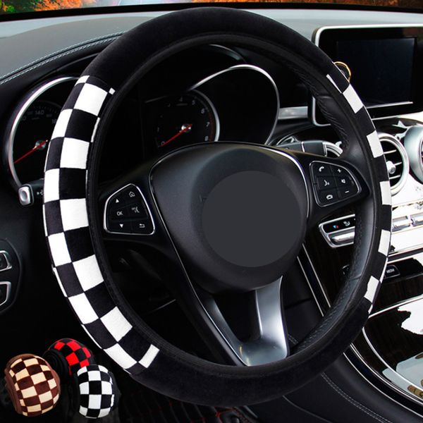 youen 38cm plush fabric car steering wheel cover auto steering covers with black and white squars car decoration
youen 38cm plush fabric car steering wheel cover auto steering covers with black and white squars car decoration