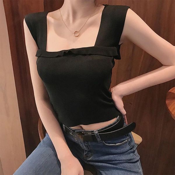 women lotus leaf plain camisole summer splicing vest slim sling tank strap skinny base leisure vest blouse 2020 femmes, White
women lotus leaf plain camisole summer splicing vest slim sling tank strap skinny base leisure vest blouse 2020 femmes, White