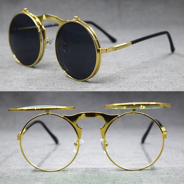 1960's vintage round gold clip on sunglasses metal full rim man women sun glasses, White;black
1960's vintage round gold clip on sunglasses metal full rim man women sun glasses, White;black