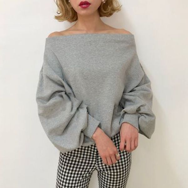 off shoulder women 2019 fall korean long sleeve basic hoodie office ladies causal gray loose pullovers minimalist, Black
off shoulder women 2019 fall korean long sleeve basic hoodie office ladies causal gray loose pullovers minimalist, Black