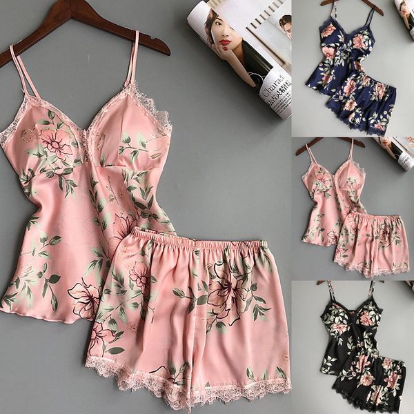 2019 women lace silk satin pajamas sets design floral print v-neck suspenders pajamas sets, Blue;gray
2019 women lace silk satin pajamas sets design floral print v-neck suspenders pajamas sets, Blue;gray