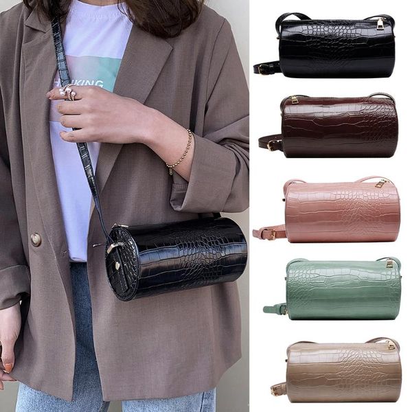 women solid cylinder pu leather messenger purse retro alligator leather semicircle shoulder bags crossbody purse
women solid cylinder pu leather messenger purse retro alligator leather semicircle shoulder bags crossbody purse