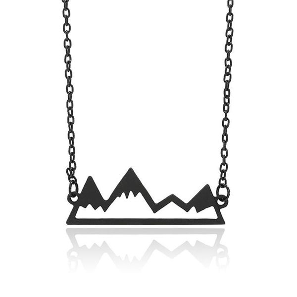 

mountain necklace minimalist pendant snowy mountain hiking outdoor travel jewelry mountains climbing gifts gold silver chains necklaces