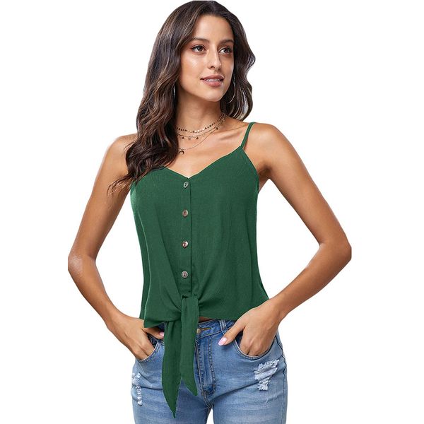 зеленый узел на пуговицах спереди скользящий бак, White 
зеленый узел на пуговицах спереди скользящий бак, White