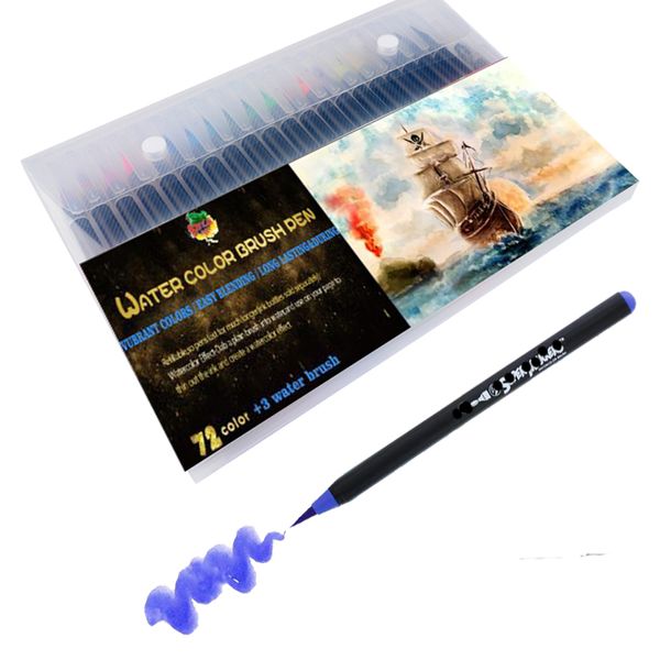 72 Colors Watercolor Brush Pens Set And 1 Water Brush Drawing Painting Marker Art Supplies