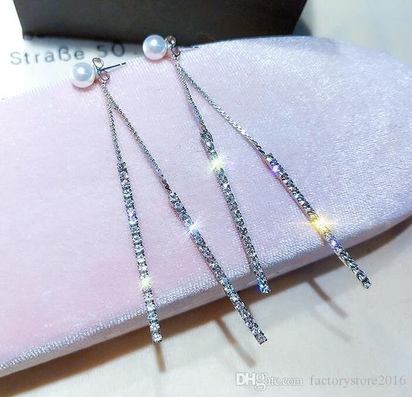 long tassel designer earrings for women with crystal fashion silver color 925 needle dangle earrings with cz diamond
long tassel designer earrings for women with crystal fashion silver color 925 needle dangle earrings with cz diamond