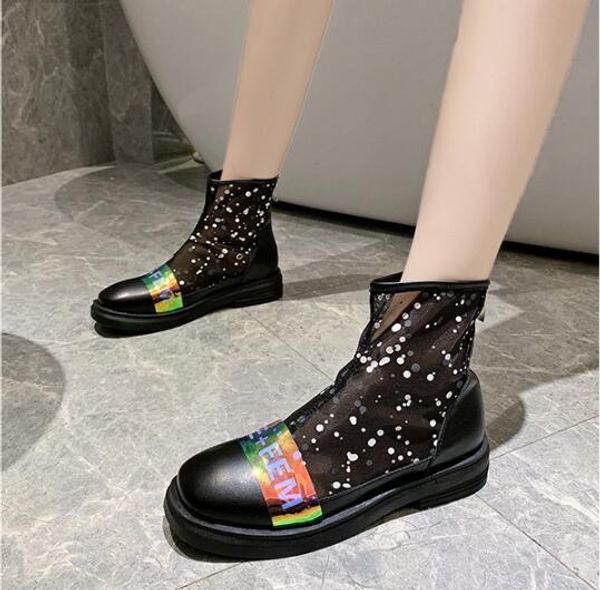 2020 round toe mesh hollow out breathable front zipper single shoes women cool boots new spring summer fashion, Black
2020 round toe mesh hollow out breathable front zipper single shoes women cool boots new spring summer fashion, Black