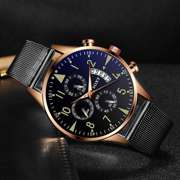 soxy men's watches two eyes date display classic calendar mens business steel watch casual business relogio masculino saati hour, Slivery;brown
soxy men's watches two eyes date display classic calendar mens business steel watch casual business relogio masculino saati hour, Slivery;brown