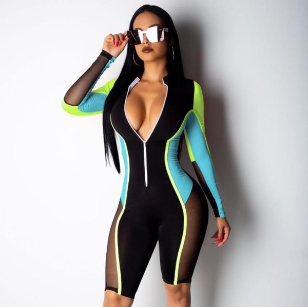 summer gauze patchwork rompers contrast color women jumpsuits one piece suits long sleeve joint zipper clothing, Black;white
summer gauze patchwork rompers contrast color women jumpsuits one piece suits long sleeve joint zipper clothing, Black;white