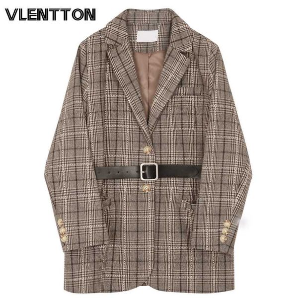 women's suits & blazers 2021 spring autumn vintage plaid blazer for women fashion with sashes jacket coat female outwear feminino, White;black
women's suits & blazers 2021 spring autumn vintage plaid blazer for women fashion with sashes jacket coat female outwear feminino, White;black