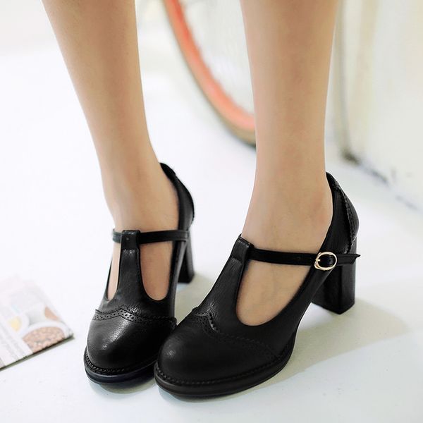 19ss spring models thick heel buckle t-shoes round toe carved small size women's shoes large size 4-.5, Black
19ss spring models thick heel buckle t-shoes round toe carved small size women's shoes large size 4-.5, Black