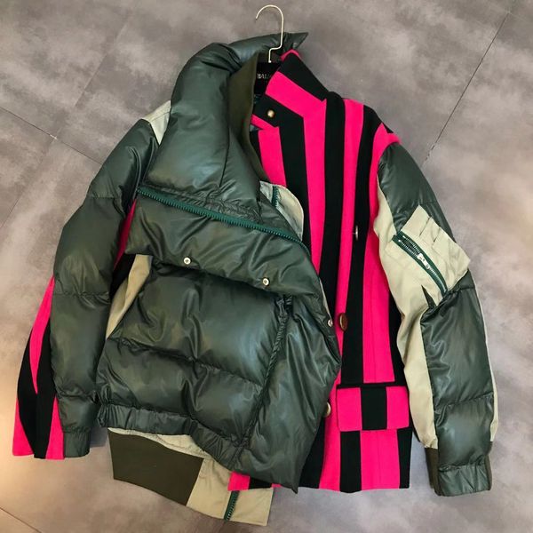 2018 winter new stand collar long-sleeved stitching woolen fake two-piece trend cotton women coat, Black
2018 winter new stand collar long-sleeved stitching woolen fake two-piece trend cotton women coat, Black