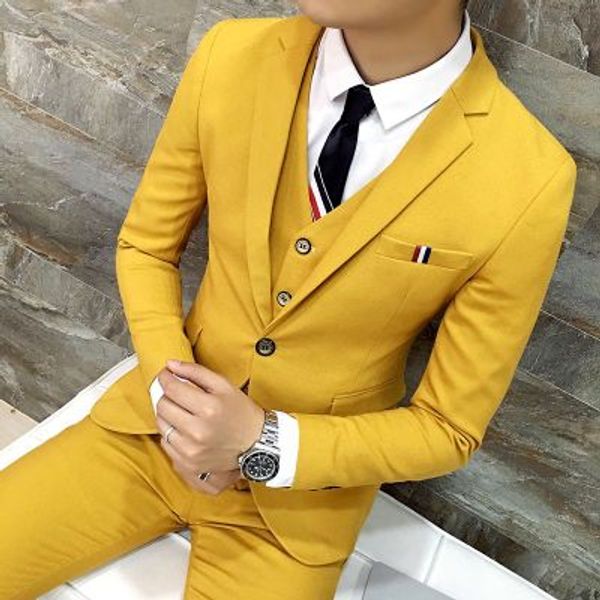 three piece yellow evening party men suits notch lapel trim fit custom made wedding tuxedos (jacket + pants + vest+tie)w:142, Black;gray
three piece yellow evening party men suits notch lapel trim fit custom made wedding tuxedos (jacket + pants + vest+tie)w:142, Black;gray