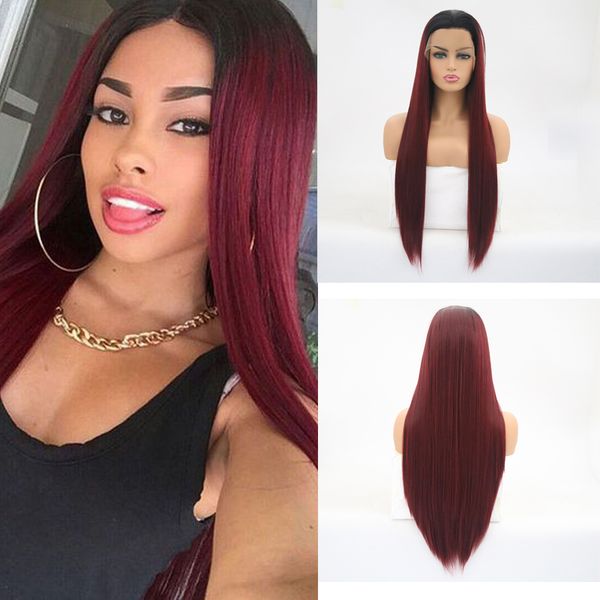 synthetic wigs charisma lace front wig burgundy ombre long sraight heat resistant fiber glueless half handtied for women daily, Black
synthetic wigs charisma lace front wig burgundy ombre long sraight heat resistant fiber glueless half handtied for women daily, Black