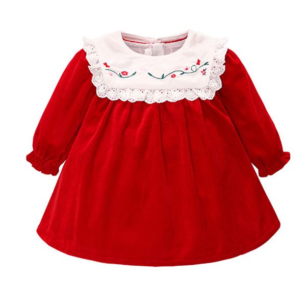 children designer dresses 2019 girl autumn brand long-sleeved collar detachable velvet embroidered princess dress kids luxury dresses, Red;yellow
children designer dresses 2019 girl autumn brand long-sleeved collar detachable velvet embroidered princess dress kids luxury dresses, Red;yellow
