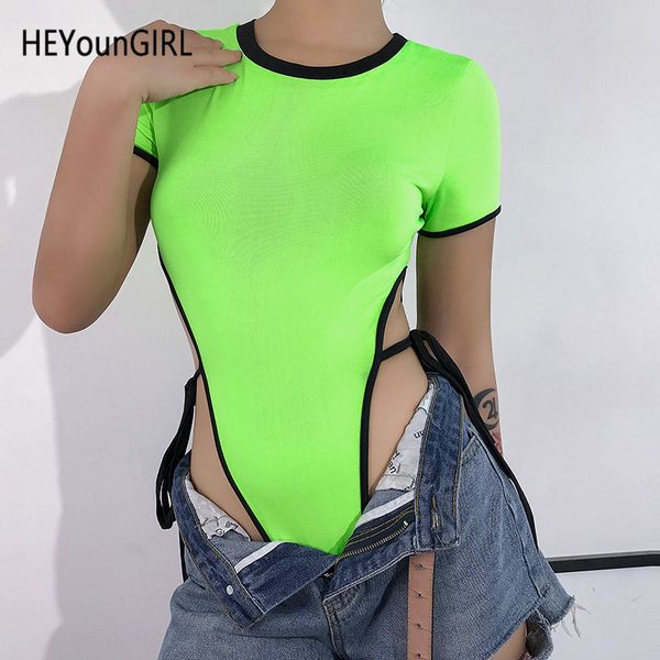 heyoungirl high waist bodycon bodysuit women short sleeve neon green ladies jumpsuit tie up ladies bodies streetwear summer, Black;white
heyoungirl high waist bodycon bodysuit women short sleeve neon green ladies jumpsuit tie up ladies bodies streetwear summer, Black;white