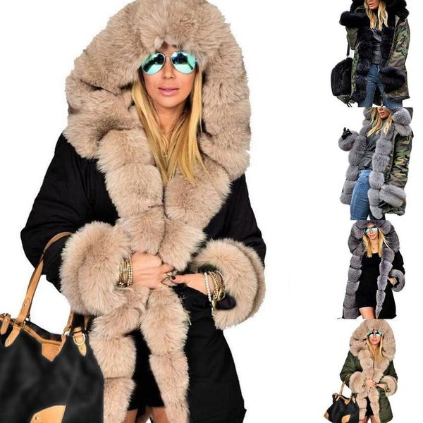 women's warm jacket winter fashion casual faux fur cotton fleece long hooded cotton coat thicken hoodies female, Black
women's warm jacket winter fashion casual faux fur cotton fleece long hooded cotton coat thicken hoodies female, Black