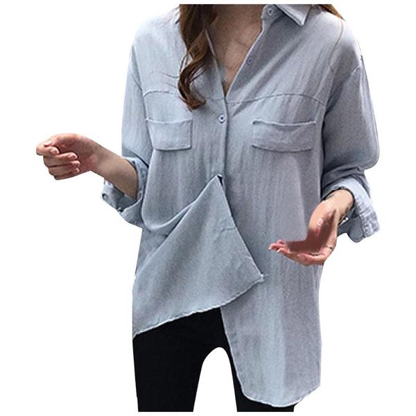 chamsgend women casual loose solid button blouse long sleeve ladies turn-down collar office work clothing plus size, White
chamsgend women casual loose solid button blouse long sleeve ladies turn-down collar office work clothing plus size, White