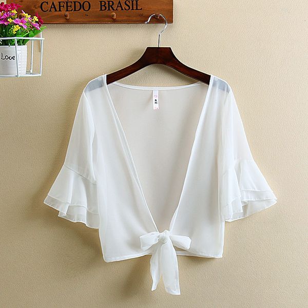 new summer solid thin chiffon cardigan women sun protection cardigans short coat ruffles sleeve beach cover ups outwear mw299, Black;brown
new summer solid thin chiffon cardigan women sun protection cardigans short coat ruffles sleeve beach cover ups outwear mw299, Black;brown