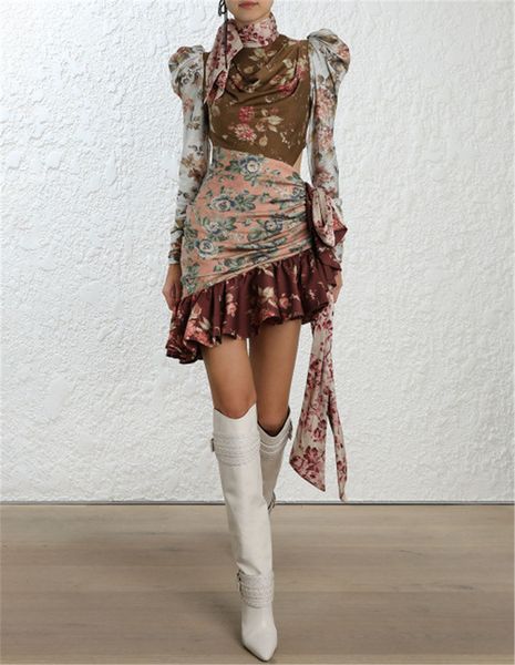 New arrive colorful floral print mini dresses puff sleeve lave up bodycon woman party runway dress
New arrive colorful floral print mini dresses puff sleeve lave up bodycon woman party runway dress