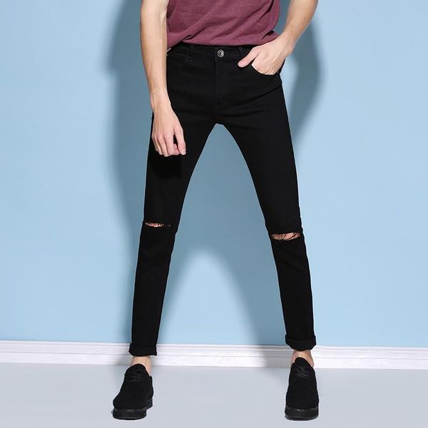skinny ripped stretch straight jeans for men male black motorcycle jeans denim pants fashion brand swag hole biker homme, Blue 
skinny ripped stretch straight jeans for men male black motorcycle jeans denim pants fashion brand swag hole biker homme, Blue