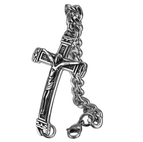 european & american 316l surgical stainless steel jesus cross bracelet classical antique titanium steel religious punk bracelet for men, Black
european & american 316l surgical stainless steel jesus cross bracelet classical antique titanium steel religious punk bracelet for men, Black
