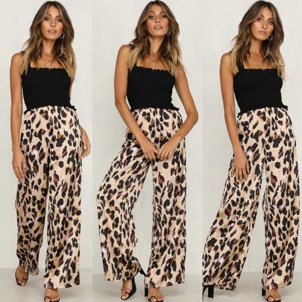 womens leopard print wide leg pants high waist flared trousers loose long pants, Black;white
womens leopard print wide leg pants high waist flared trousers loose long pants, Black;white