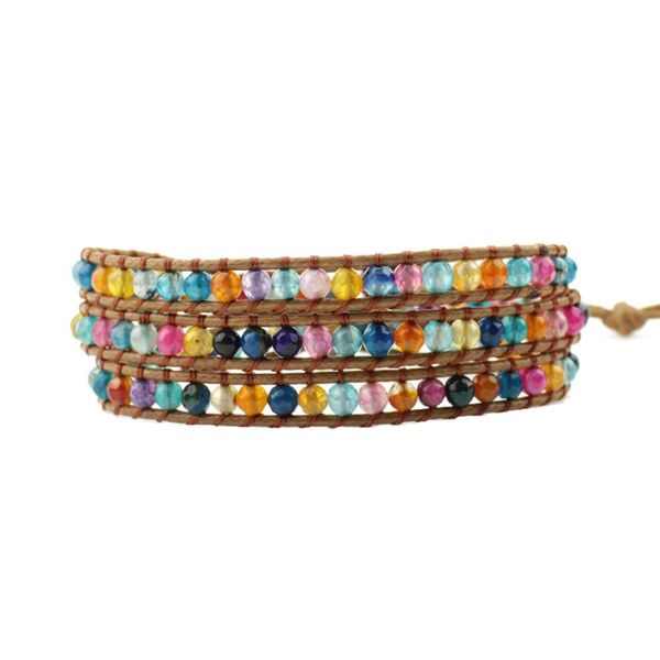 women boho bracelet natural stone 3x leather wrap bracelet colorful faceted stone beaded drop shippping, Black
women boho bracelet natural stone 3x leather wrap bracelet colorful faceted stone beaded drop shippping, Black