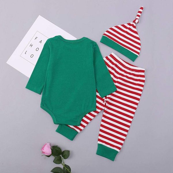 newborn baby christmas santa letter print long sleeve romper+striped pant+hat clothes outfits green + red + white
newborn baby christmas santa letter print long sleeve romper+striped pant+hat clothes outfits green + red + white