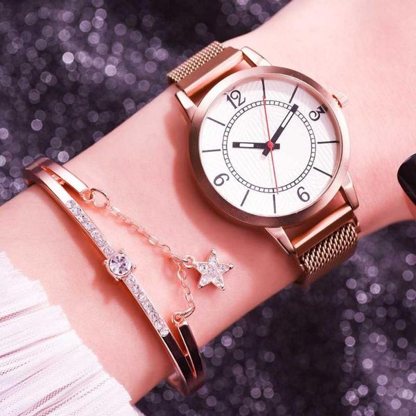 2pcs set new fashion elegant women watch bracelet quartz movement simple rose gold mesh ladies watch, Slivery;brown
2pcs set new fashion elegant women watch bracelet quartz movement simple rose gold mesh ladies watch, Slivery;brown