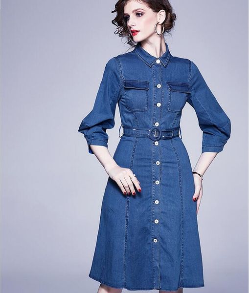 2020 blue new summer demin dresses long lantern sleeve lapel neck a-line street style dresses knee-length, Black;pink
2020 blue new summer demin dresses long lantern sleeve lapel neck a-line street style dresses knee-length, Black;pink