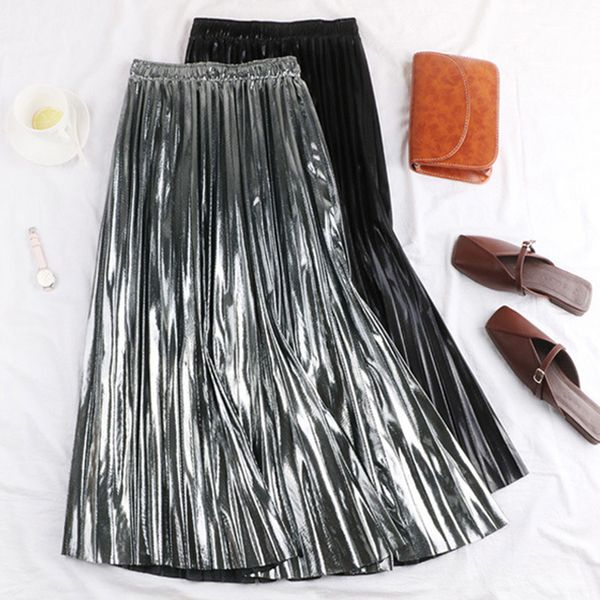 fashion pleated skirts women long a-line women pleated skirt high waist ladies midi skirt silver fold shiny summer beach skirts, Black
fashion pleated skirts women long a-line women pleated skirt high waist ladies midi skirt silver fold shiny summer beach skirts, Black