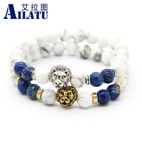 ailatu 8mm white howlite & blue sea sediment imperial stone beads lion head bracelets wholesale, Golden;silver
ailatu 8mm white howlite & blue sea sediment imperial stone beads lion head bracelets wholesale, Golden;silver