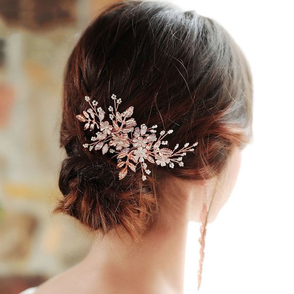 rose gold bridal hair combs flower leaf hairpins handmade crystal headpiece headdress wedding accessories for women girl, Golden;white
rose gold bridal hair combs flower leaf hairpins handmade crystal headpiece headdress wedding accessories for women girl, Golden;white