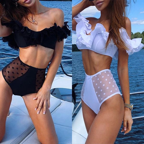 split high waist mesh shoulder split swimsuit bikini high waist flounder bikini swimsuit mesh flounder shoulder, White;black
split high waist mesh shoulder split swimsuit bikini high waist flounder bikini swimsuit mesh flounder shoulder, White;black
