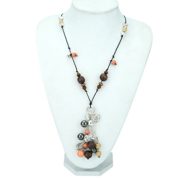 i fashion ceramics beads pendant ethnic long necklace chain khaki jewelry style gift, Silver
i fashion ceramics beads pendant ethnic long necklace chain khaki jewelry style gift, Silver