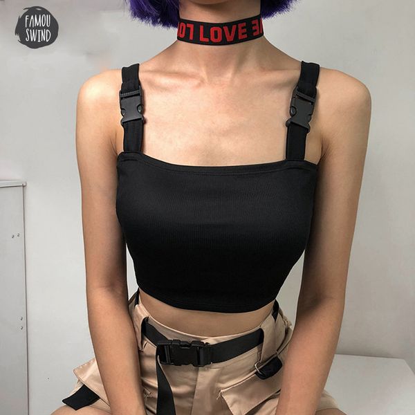 black women adjustable buckle tank summer cropped streetwear tank backless sleeve crop top, White
black women adjustable buckle tank summer cropped streetwear tank backless sleeve crop top, White