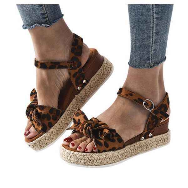 women's ladies fashion solid leopard wedges bowknot sandals casual shoes fashion leisure personality early spring 2020 trend, Black
women's ladies fashion solid leopard wedges bowknot sandals casual shoes fashion leisure personality early spring 2020 trend, Black