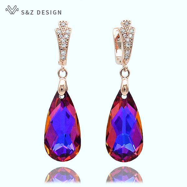 s&z new 6 colorful imitation crystal long water drop dangle earrings 585 gold color for women wedding party gift jewelry, Silver
s&z new 6 colorful imitation crystal long water drop dangle earrings 585 gold color for women wedding party gift jewelry, Silver