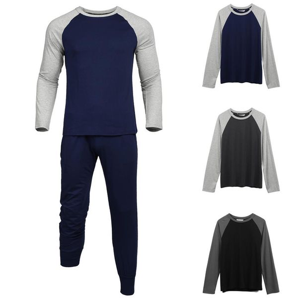 man casual o-neck long sleeve contrast color pockets pajama set house loose full length high waist spring fall, Black;brown
man casual o-neck long sleeve contrast color pockets pajama set house loose full length high waist spring fall, Black;brown