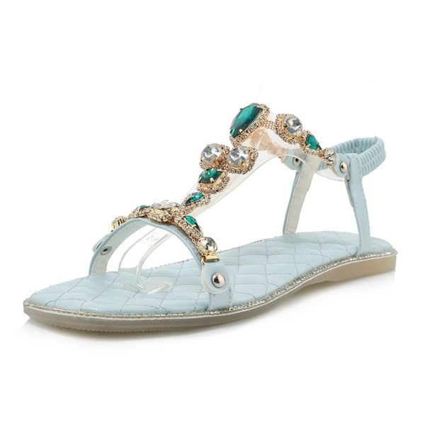 big size shiny flat sandals summer flat sandals ladies women shoes woman, Black