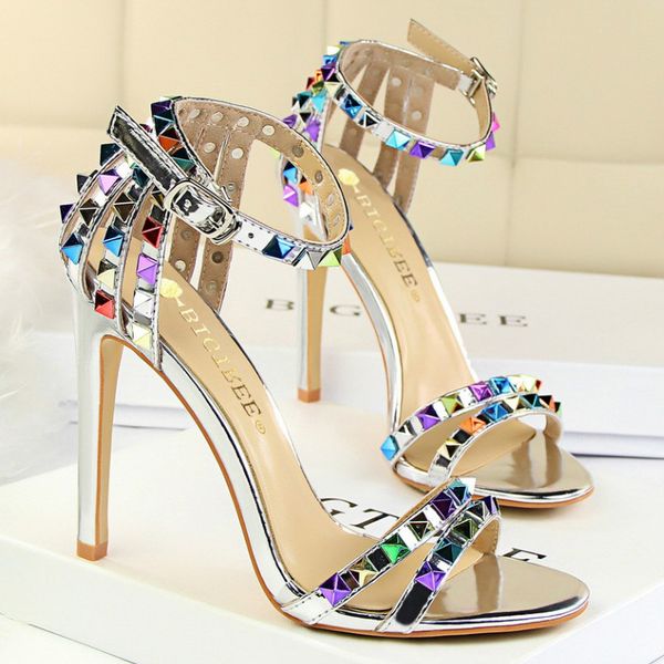 summer new roman style women's shoes fashion versatile thin heel super high heel open toe with hollow color rivet sandals buckle, Black
summer new roman style women's shoes fashion versatile thin heel super high heel open toe with hollow color rivet sandals buckle, Black