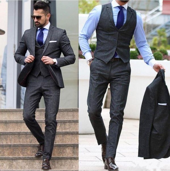 formal slim wedding tuxedos vintage tailored fit formal man suits groom wear men's tweed dark gray 3 piece suits (jacket+pants+vest), Black;gray
formal slim wedding tuxedos vintage tailored fit formal man suits groom wear men's tweed dark gray 3 piece suits (jacket+pants+vest), Black;gray